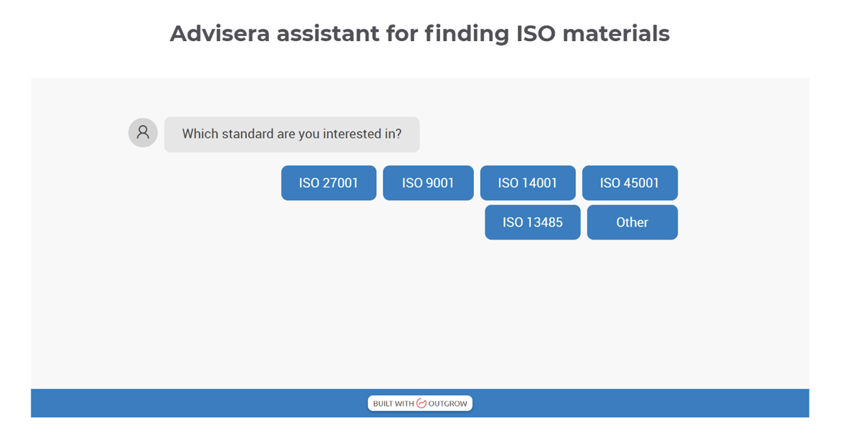 Advisera assistant for finding ISO materials