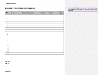 List of Internal Documents - 16949Academy