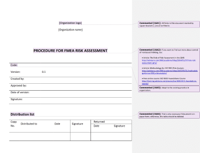 Procedure for FMEA Risk Assessment - 16949Academy