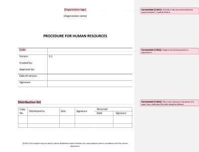 Procedure for Human Resources - 13485Academy