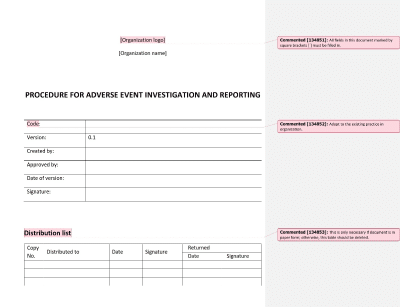 Procedure for Vigilance and Adverse Event Investigation and Reporting - 13485Academy