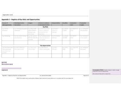 Registry of Key Risks and Opportunities - 17025Academy