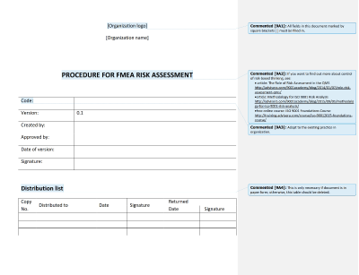 Procedure for FMEA Risk Assessment - 9001Academy