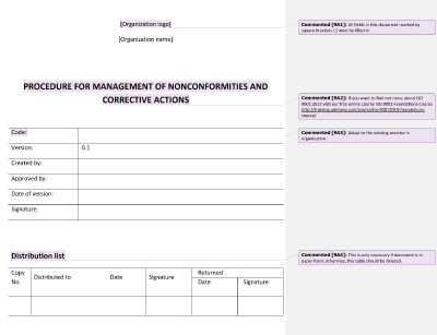 Procedure for Management of Nonconformities and Corrective Actions - 9001Academy