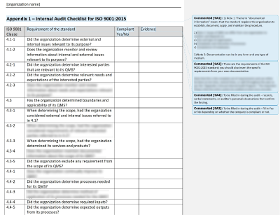 Internal Audit Checklist - 9001Academy