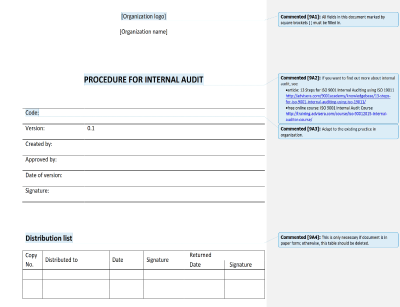 Procedure for Internal Audit - 9001Academy