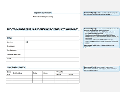 Procedimiento para la producción de productos químicos - 9001Academy