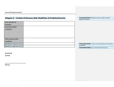 Verbale di Riesame delle Modifiche al Prodotto/Servizio - 9001Academy