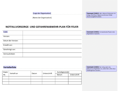 Notfallvorsorge- und Gefahrenabwehr-Plan für Feuer - 14001Academy