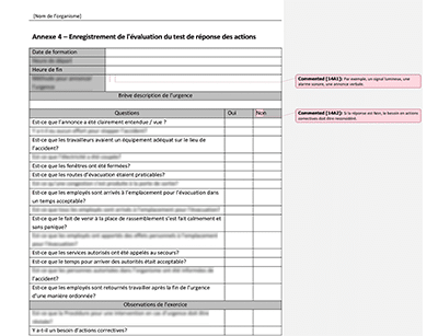 Enregistrement de l’évaluation du test de réponse des actions - 14001Academy