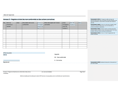 Registre et état des non-conformités et des actions correctives - 14001Academy