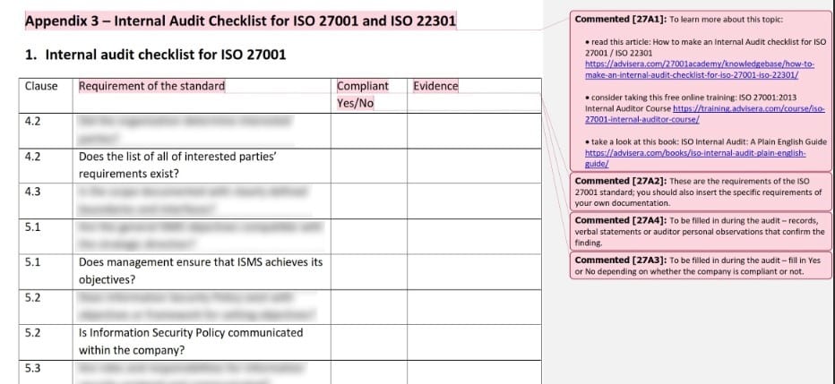 ISO 27001 Internal Audit Checklist template