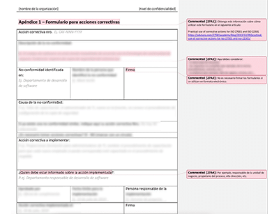 Formulario para acciones correctivas - 27001Academy