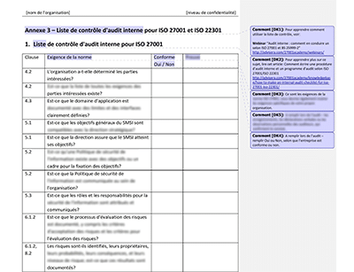 Liste de contrôle d'audit interne - 27001Academy