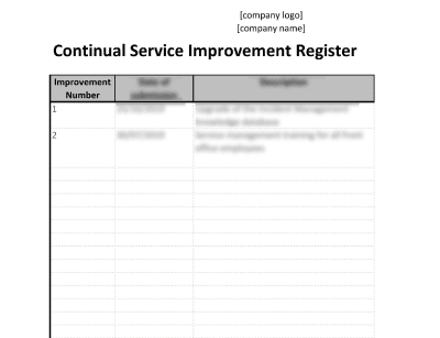 Continual Service Improvement Register (ISO 20000) - 20000Academy