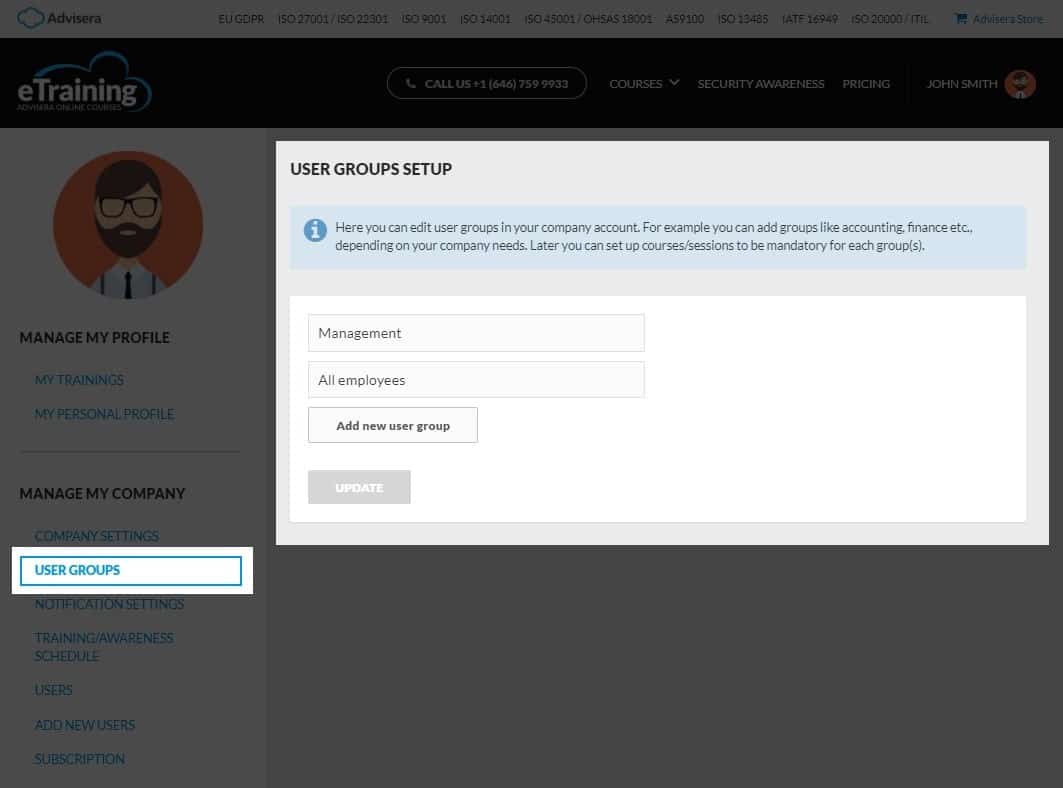 Adding and managing User groups - Support Center
