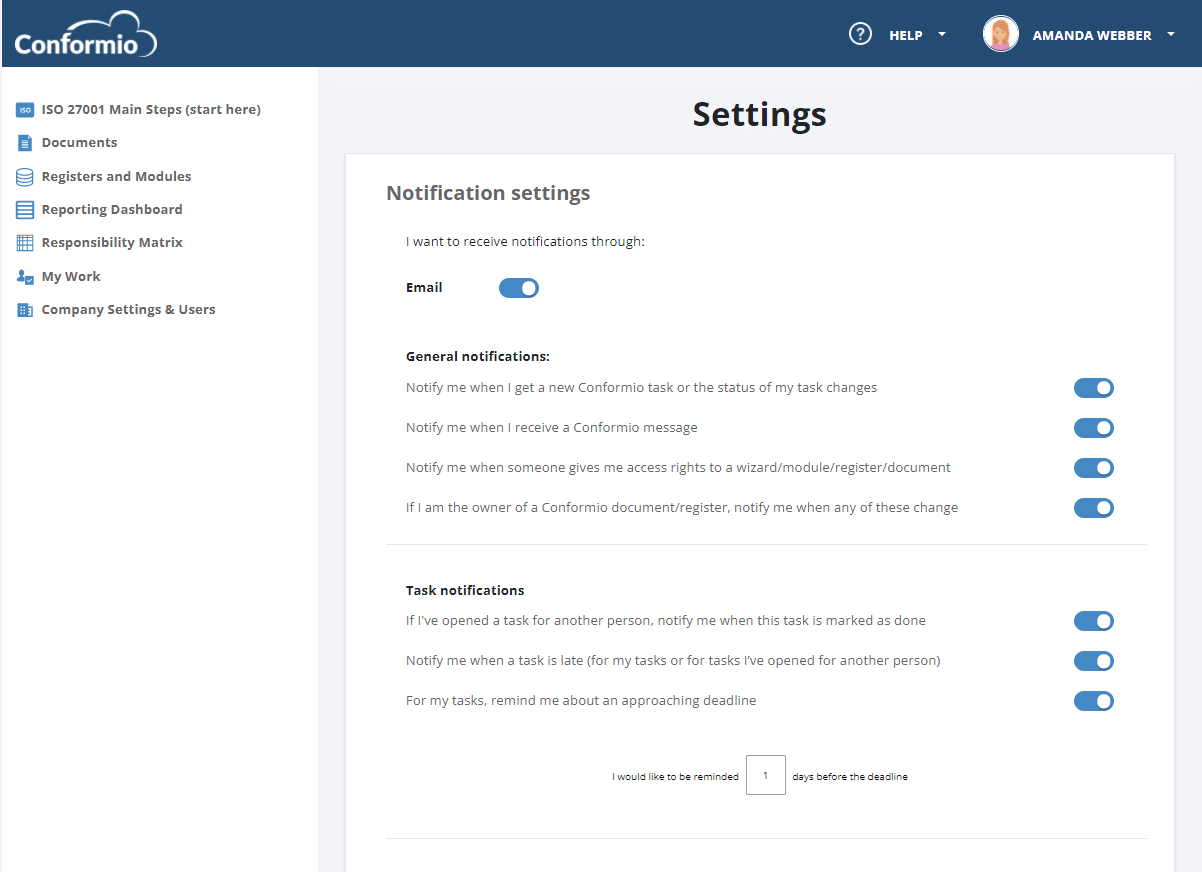 User profile and preferences - Support Center