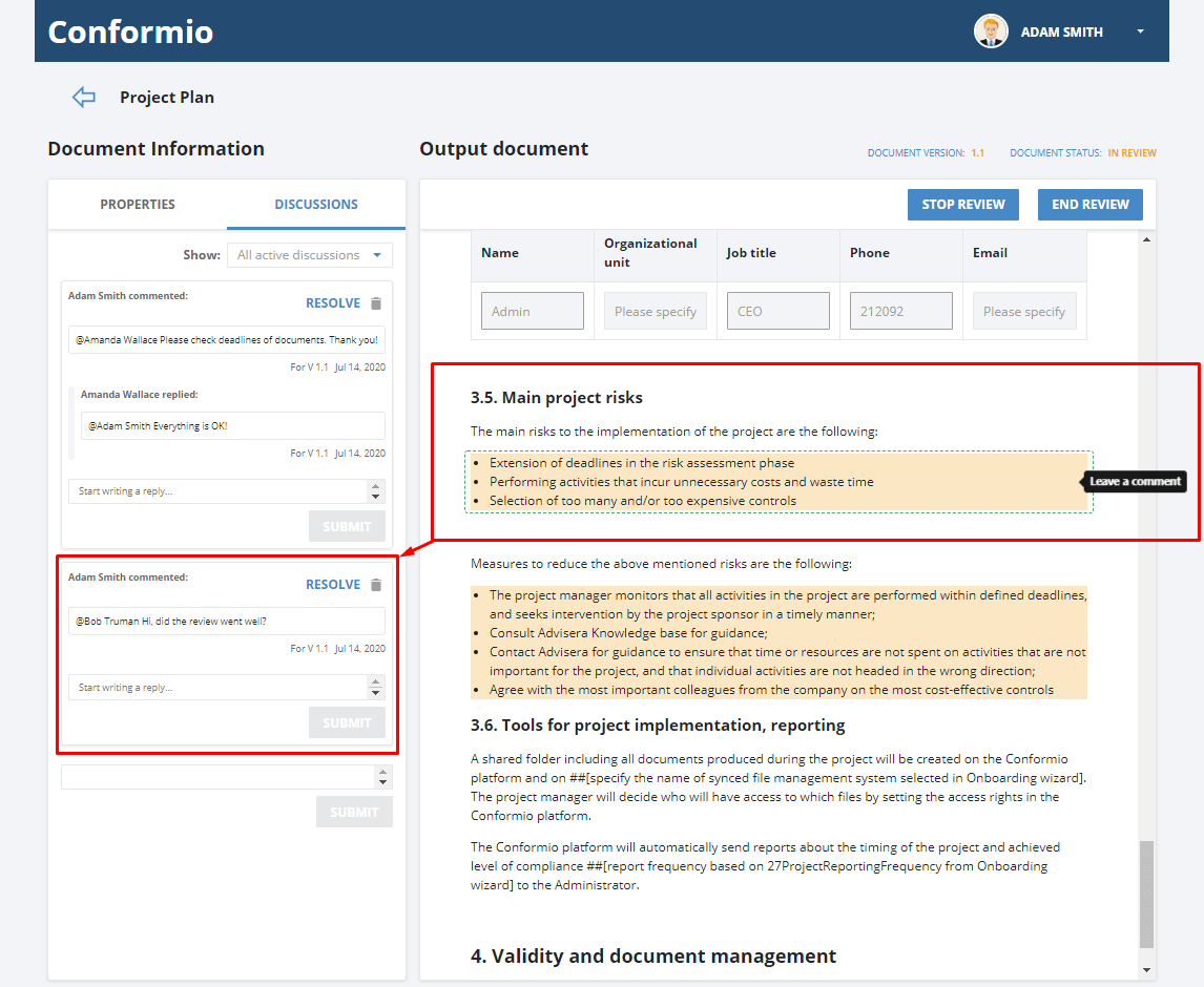 Document lifecycle in Conformio - Support Center