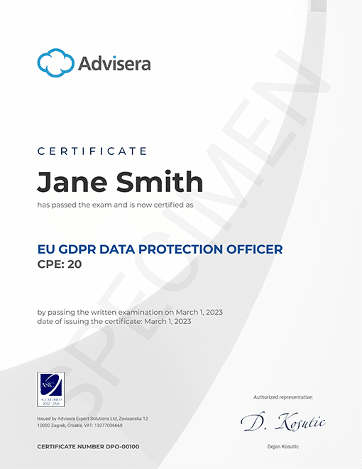 EU GDPR Data Protection Officer Course - Advisera