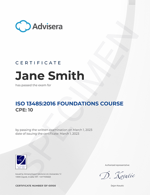 ISO 13485 Foundations Course - Advisera