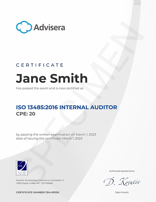 ISO 13485 Internal Auditor Course - Advisera