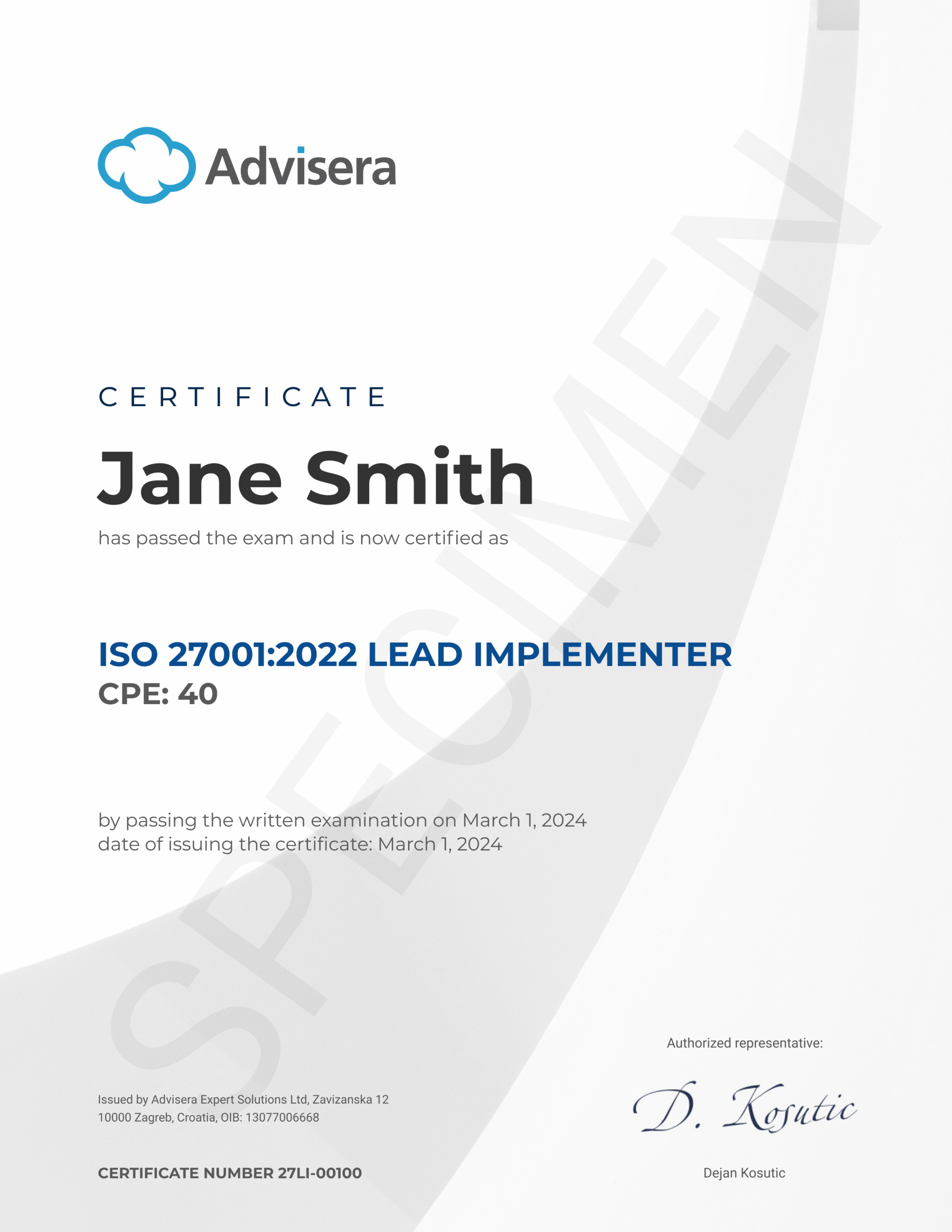 ISO 27001 Lead Implementer Course - Advisera
