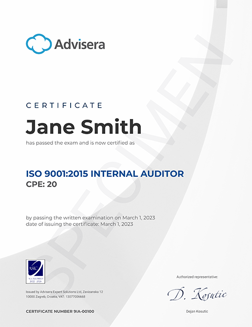 ISO 9001 Internal Auditor Course - Advisera