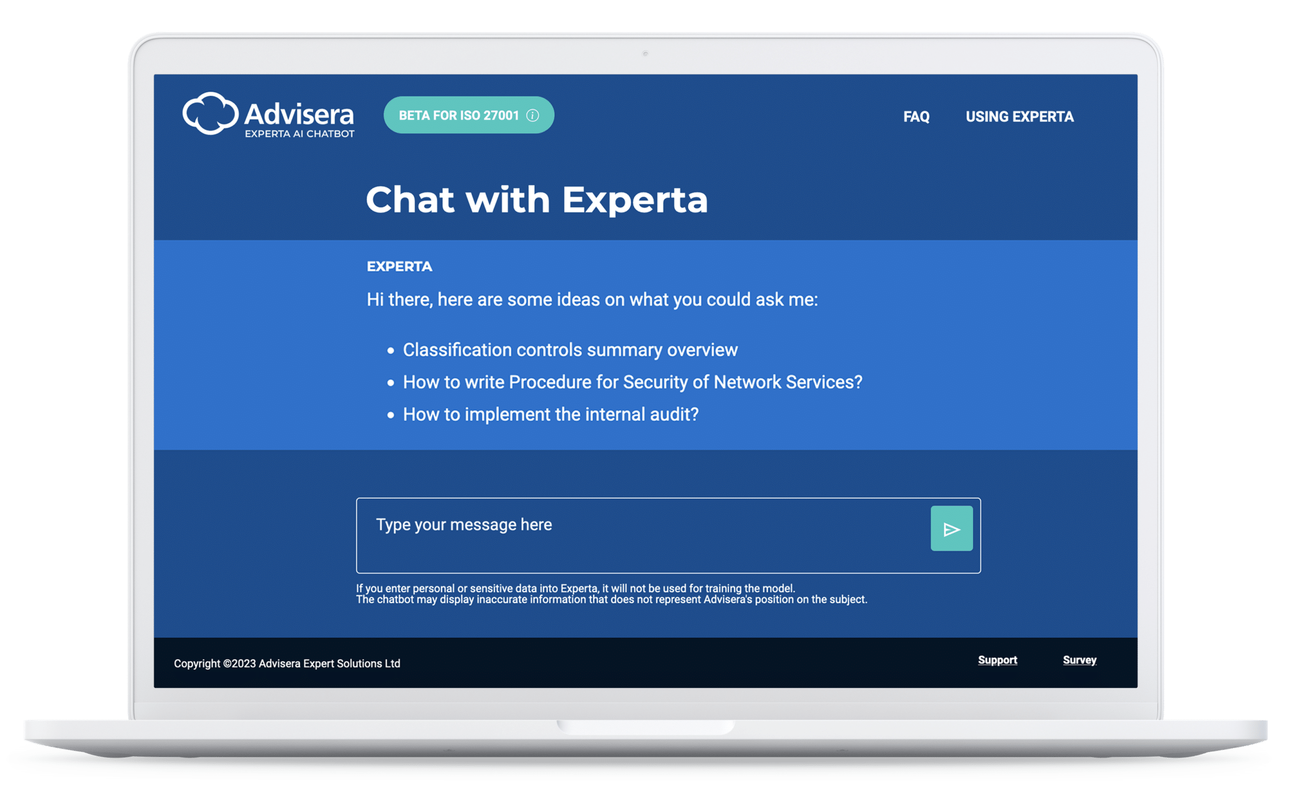 Experta – The First AI Chatbot Specialized for the ISO 27001 Standard - Advisera