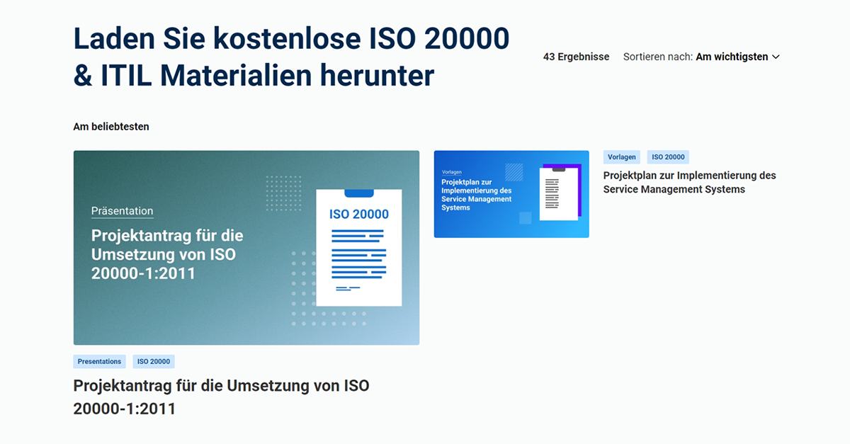 ISO 20000 Kostenlose Downloads | Advisera