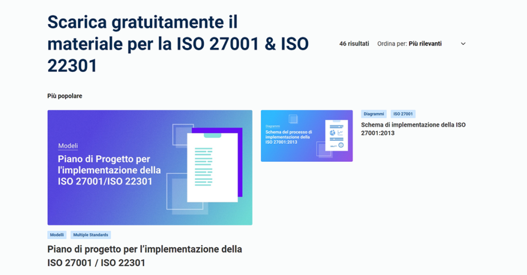 Scarica gratuitamente il materiale per la ISO 27001 & ISO 22301 - Advisera
