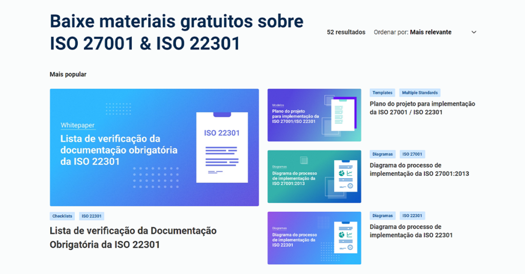 Baixe materiais gratuitos sobre ISO 27001 & ISO 22301 - Advisera