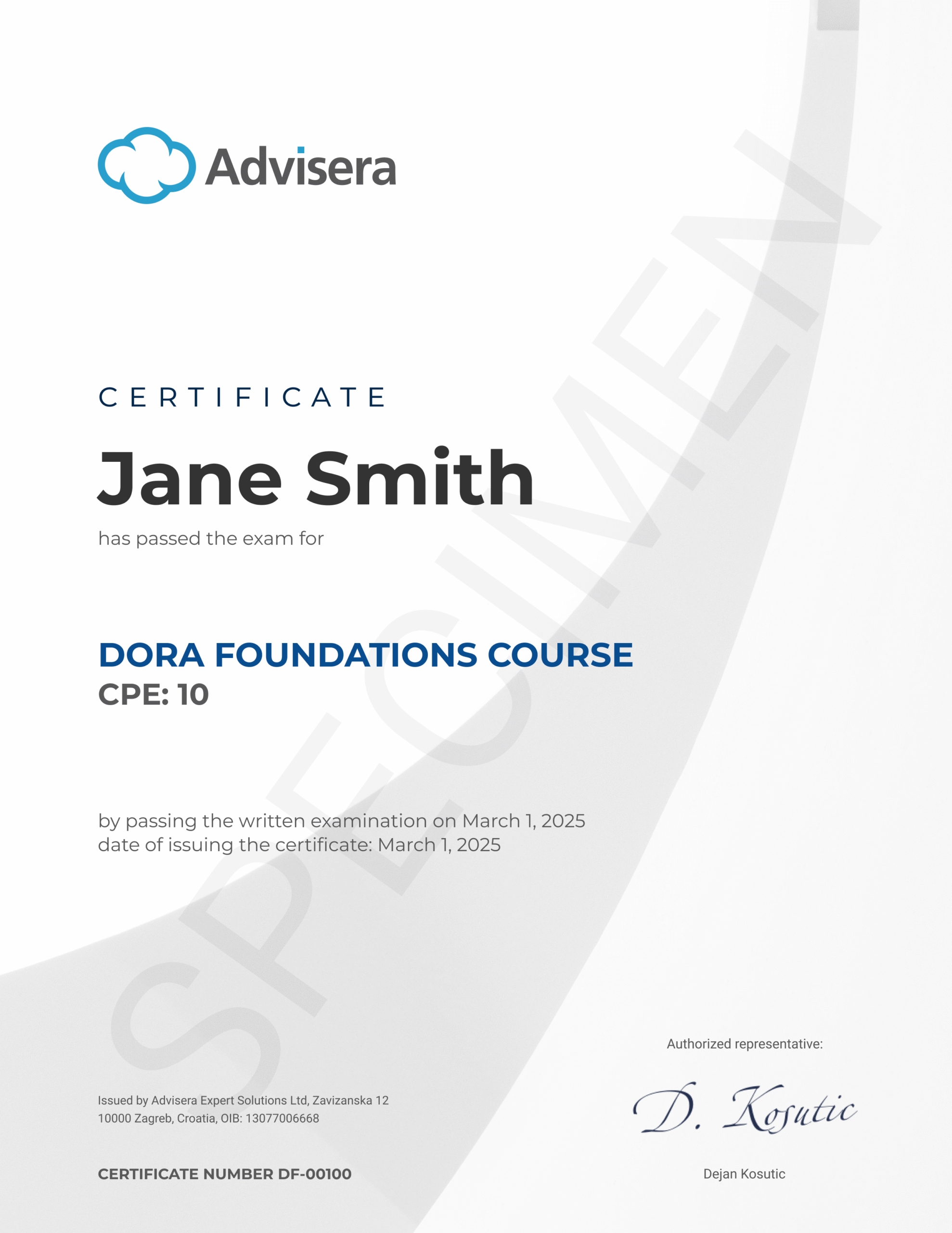 DORA Foundations Course - Advisera