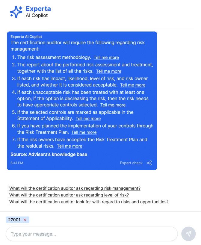 Experta – AI Copilot for Compliance & Consulting | Advisera