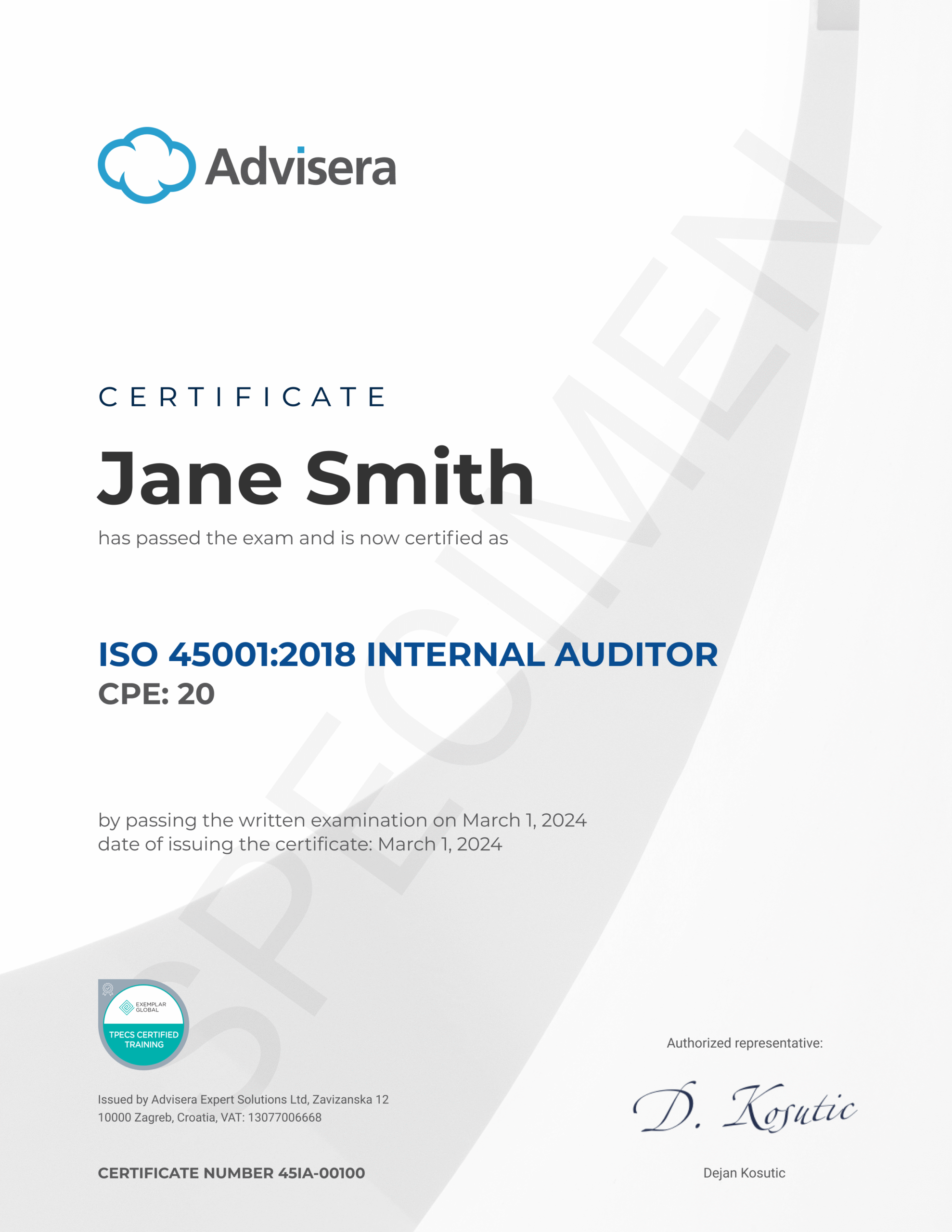 ISO 45001 Internal Auditor Course - Advisera