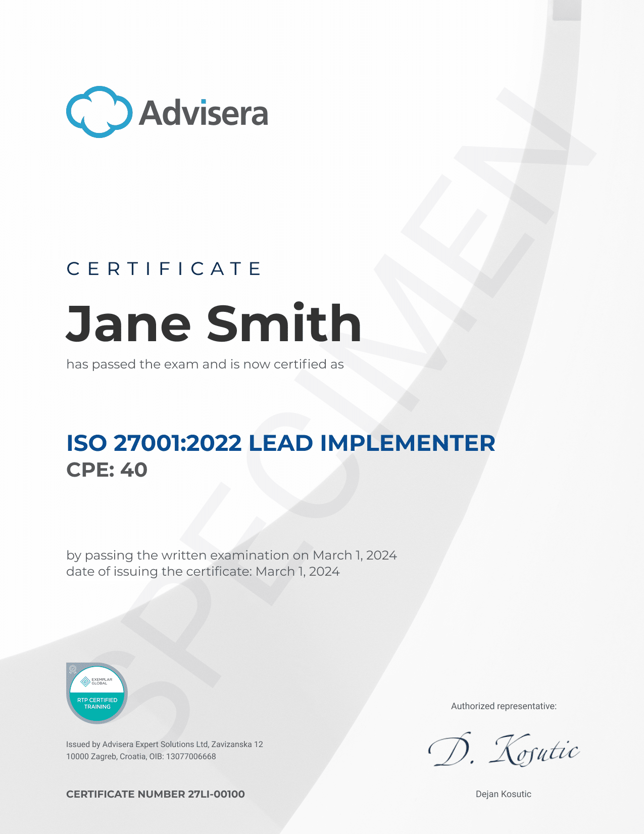 ISO 27001 Lead Implementer Course - Advisera