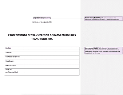 Procedimiento de Transferencia de Datos Personales Transfronteriza - Advisera