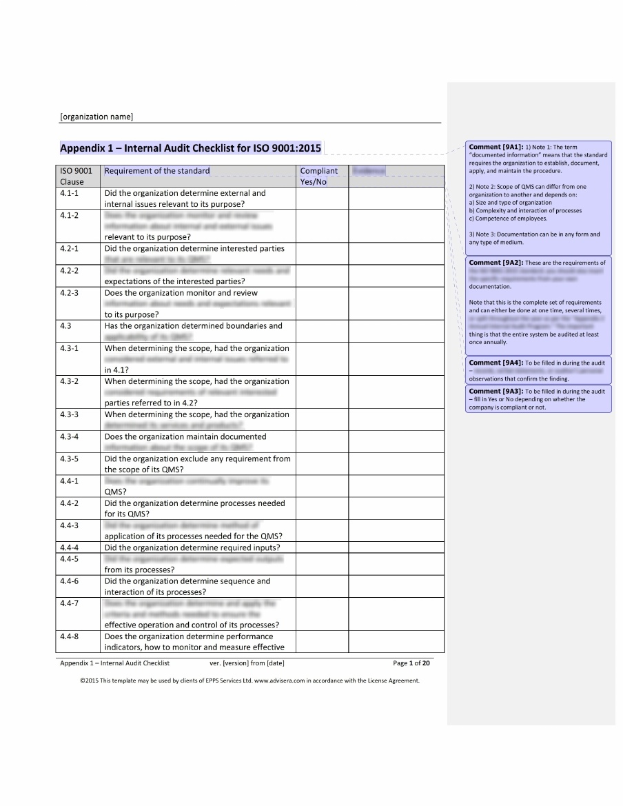iso 13485 audit checklist for internal audit