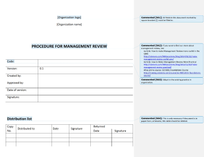 Procedure for Management Review - 9001Academy