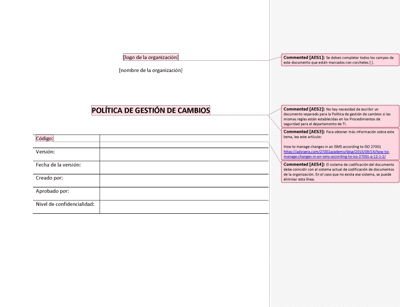 Política de gestión de cambios - 27001Academy