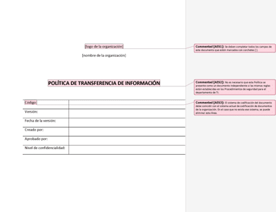 Política de transferencia de información - 27001Academy