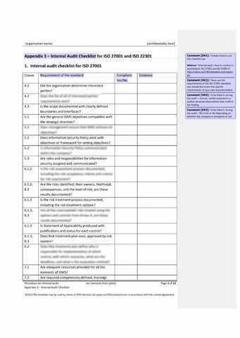 Internal iso audit checklist template