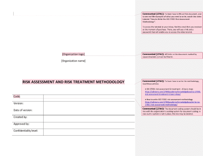 Preview Risk Assessment and Risk Treatment Methodology template