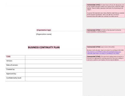 Preview Business Continuity Plan template