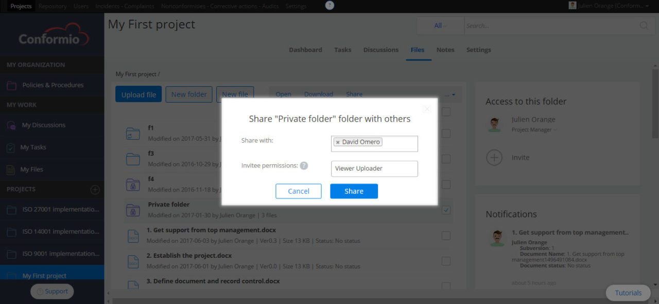 Sharing private folders with other users - Support Center