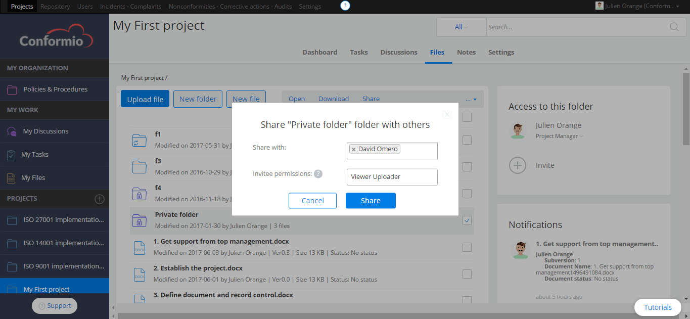 Sharing private folders with other users - Support Center